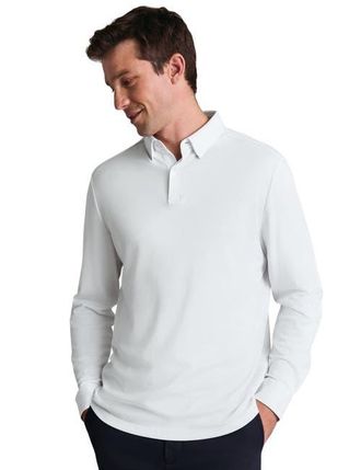 CHARLES TYRWHITT Long Sleeve Jersey Polo in White at Nordstrom, Size Xx-Large