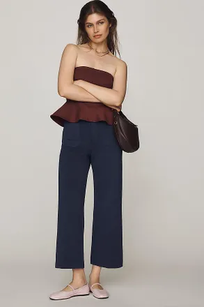 Maeve Colette Knit High-Rise Wide-Leg Cropped Pants