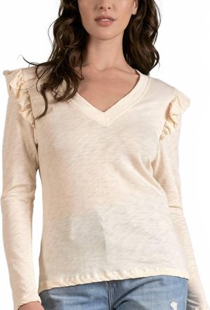 Elan Ruffle Sleeve Top In Natural