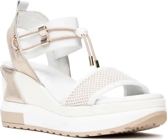 Nero Giardini Bungee Platform Wedge Sandal in White/Gold at Nordstrom, Size 10Us