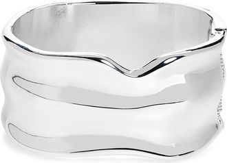 Open Edit Molten Wide Hinged Cuff Bracelet in Silver at Nordstrom