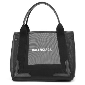 Balenciaga Black Mesh Leather Handbag Tote Bag (Pre-Owned)