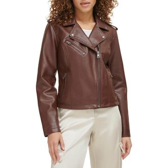 Levi's Faux Leather Moto Jacket in Chocolate Brown at Nordstrom Rack, Size X-Small