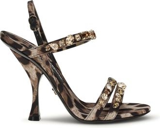 Dolce & Gabbana Womens Sandals Keira Leopard-Print Brown Fabric