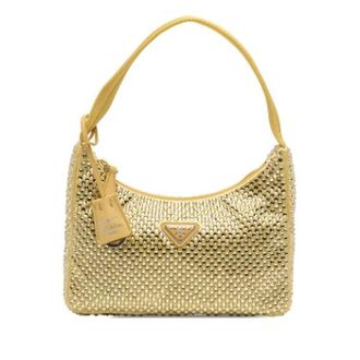 Prada Pre-owned Shoulder Bags, female, Yellow, Size: ONE SIZE Pre-owned Crystal-Embellished Satin Shoulder Bag