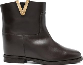 Via Roma 15 Leren laarzen met V-detail - Bruin