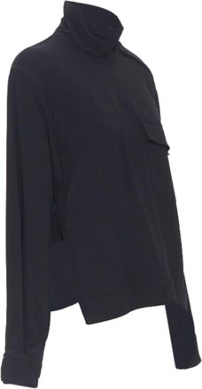 Victoria Beckham crepe flap breast pocket strapped collar blouse
