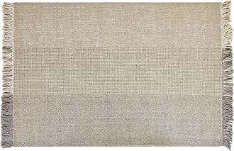 Beliani Alfombra De Lana Gris Claro 140 X 200 Cm Algod&oacute;n Hecho A Mano Borlas Tekeler