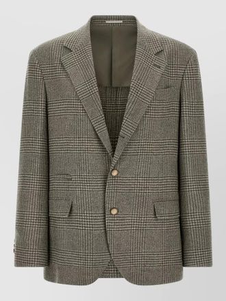 Brunello Cucinelli cashmere wool prince of wales single-breasted blazer