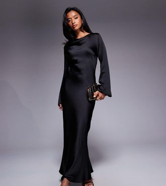 Tfnc Petite Vestito midi accollato nero a maniche lunghe
