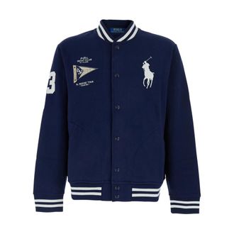 Polo Ralph Lauren Big Pony Fleece Baseball Jacket - Heren - Bomber jackets - Blauw - XL - Katoen - Jassen