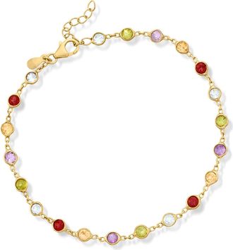 Ross-Simons Multi-Gemstone Anklet in 18kt Gold Over Sterling