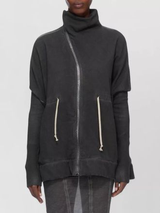 Rick Owens funnel neck cotton fitted jacket