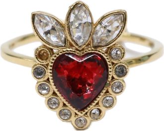 Gucci Gold Red Color Metal Band Ring (Pre-Owned)