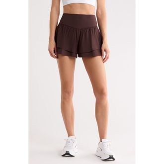 Yogalicious Lightstreme Flirty 2-in-1 Active Shorts in Chocolate Torte at Nordstrom Rack, Size X-Small