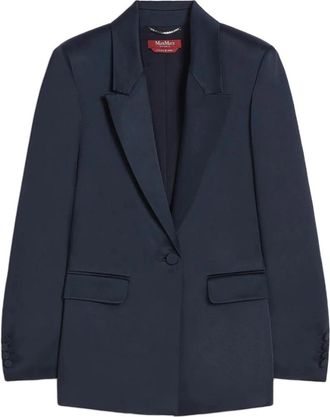 Max Mara Zijden-effect Enkelrijig Jasje - Dames - Blazers - Blauw - 2XL - Leer - Jassen