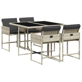vidaXL Set Pranzo Da Giardino 5pz Con Cuscini Grigio Chiaro Polyrattan - Vidaxl
