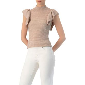 Ivonne Knitted Ruffle Sleeve Blouse in Dusty Pink at Nordstrom, Size Medium