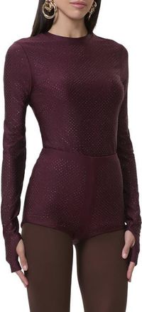 AFRM Kaylee Stud Accent Long Sleeve Mesh Top in Vineyard at Nordstrom, Size X-Large