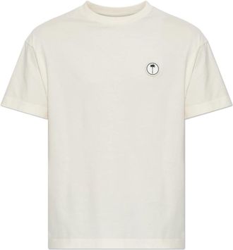 Palm Angels Katoenen T-shirt met opgestikt logo - Heren - T-shirts - Wit - L - Katoen - Tops