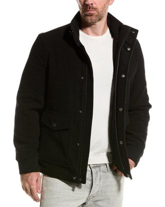 Cole Haan Stand Collar Wool-Blend Bomber Coat