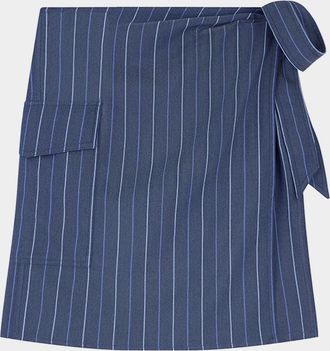 Emporio Armani Striped Jacquard Denim Mini Wrap Skirt