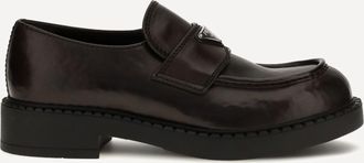 Prada Brushed leather Loafers with triangle logo Male 8.5