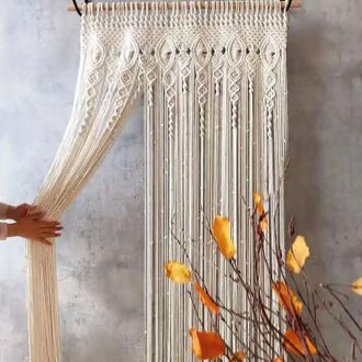 Gabrielle Cortina De Puerta De Macram&eacute; Tejida A Mano, Tapiz De Algod&oacute;n Para Colgar En La Pared, Decoraci&oacute;n Bohemia, Fondo De Boda Bohemio (90 X 180 Cm)