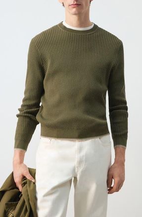 Mango Fine Knit Sweater in Olive Green at Nordstrom, Size X-Large