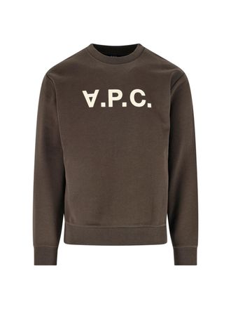 A.P.C. Brown Organic Cotton Ribbed Crewneck Sweatshirt