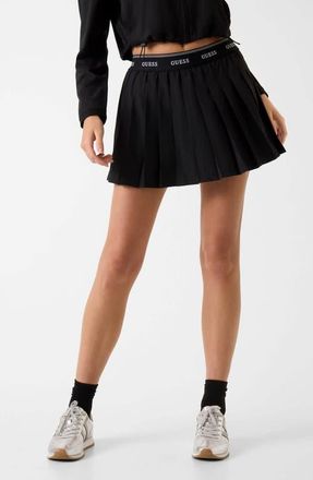 Guess Selene Pleat Miniskirt in Black at Nordstrom, Size Medium
