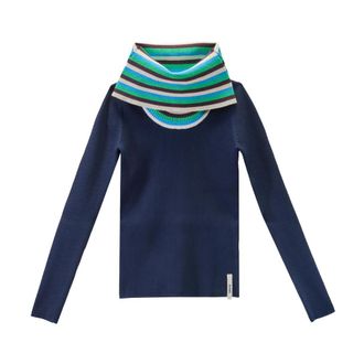 Sunnei Turtlenecks, female, Blue, S, Folded Top