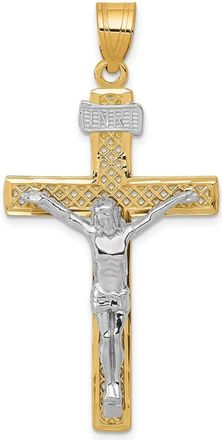 Diamond2Deal 10k Two-tone INRI Crucifix Pendant