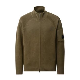C.P. Company C.P. Company - Jersey de cuello redondo de algod&oacute;n con tejido gofrado y lente - Knitwear - Hombre - Verde - S