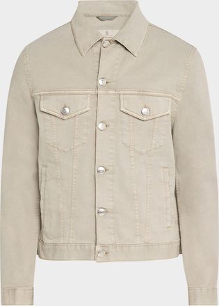 Brunello Cucinelli Mens Dyed Denim Trucker Jacket