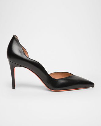 Santoni 85mm Petal Leather Pointed-Toe Pumps