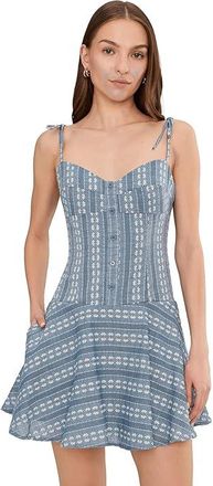 Avec Les Filles Drop Waist Shirting Mini Dress Womens Dress Blue & White : 12, Cotton