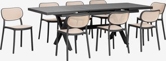 Sklum Set De Mesa Extensible Rectangular 180-240x90 Cm Karena Y 8 Sillas De Jard&iacute;n En Aluminio Omara Sklum