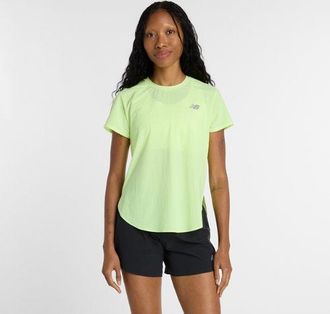 New Balance Donna Race Day Ultra Light T-Shirt in Verde, Maglia di Poliestere, Taglia XS