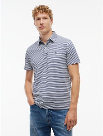 Tommy Hilfiger Mens Regular Fit Striped Jersey Polo - Faded Indigo - XXXL