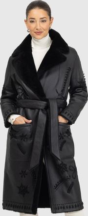 Gorski MERINO SHEARLING LAMB SHORT COAT WITH EMBROIDERY, BELT
