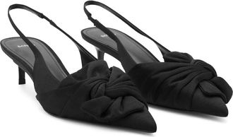 Mango Slingback Pointed Toe Kitten Heel Pump in Black at Nordstrom, Size 6.5Us