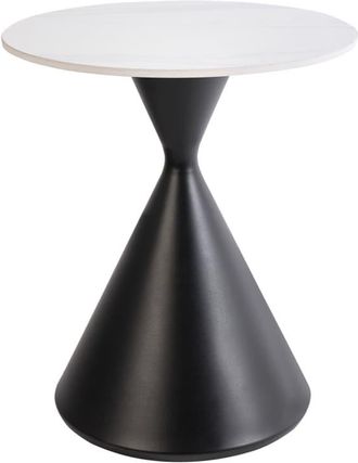 Beliani Mesa auxiliar Cer&aacute;mica Negro Blanco