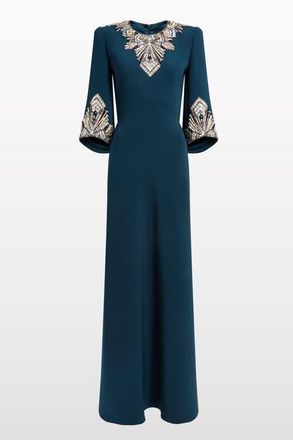 Jenny Packham Ice Cascade Embellished Dress in Hawks Eye Blue at Nordstrom, Size 14 Uk