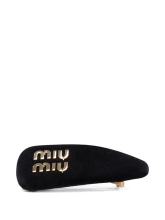 Miu Miu Fermacapelli con logo - Nero