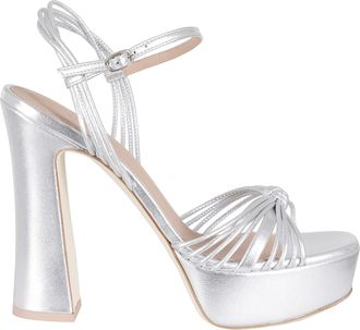 Malone Souliers Silver Lucille 125 Laced Metallic Leather Sandals