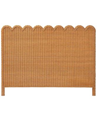 Baxton Studio Maritza Bohemian Scalloped Rattan Pitrit King Standalone Headboard