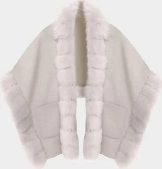 Gorski Reversible Loro Piana Cashmere-Wool Shawl with Merinillo Lamb Shearling Trim