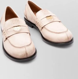Miu Miu leather penny loafers goldtone detail