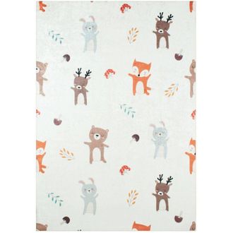 Sweeek Childrens indoor rug white with animal print, Ravon, 230x160x0.5 cm